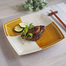 角皿 ずらし 市松 22cm 黄白 大