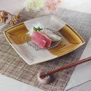 角皿 ずらし 市松 22cm 黄白 大