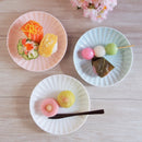 かすみ 丸皿 14.5cm 和食器 菊型  取り皿 白 青白 さくら