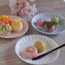 かすみ 丸皿 14.5cm 和食器 菊型  取り皿 白 青白 さくら