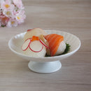 かすみ 高台 デザート 和食器 菊型 白 青白 さくら