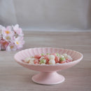 かすみ 高台 デザート 和食器 菊型 白 青白 さくら