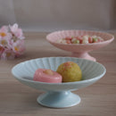 かすみ 高台 デザート 和食器 菊型 白 青白 さくら