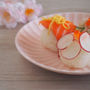 かすみ 丸皿 16.5cm 和食器 菊型  白 青白 さくら