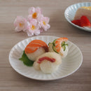 かすみ 丸皿 16.5cm 和食器 菊型  白 青白 さくら