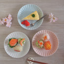 かすみ 丸皿 16.5cm 和食器 菊型  白 青白 さくら