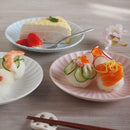 かすみ 丸皿 16.5cm 和食器 菊型  白 青白 さくら