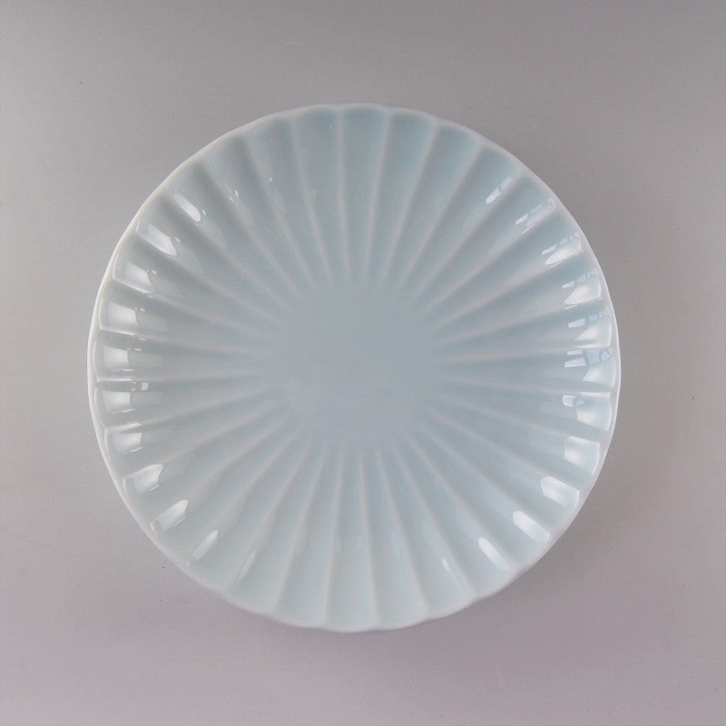 かすみ 丸皿 16.5cm 和食器 菊型  白 青白 さくら
