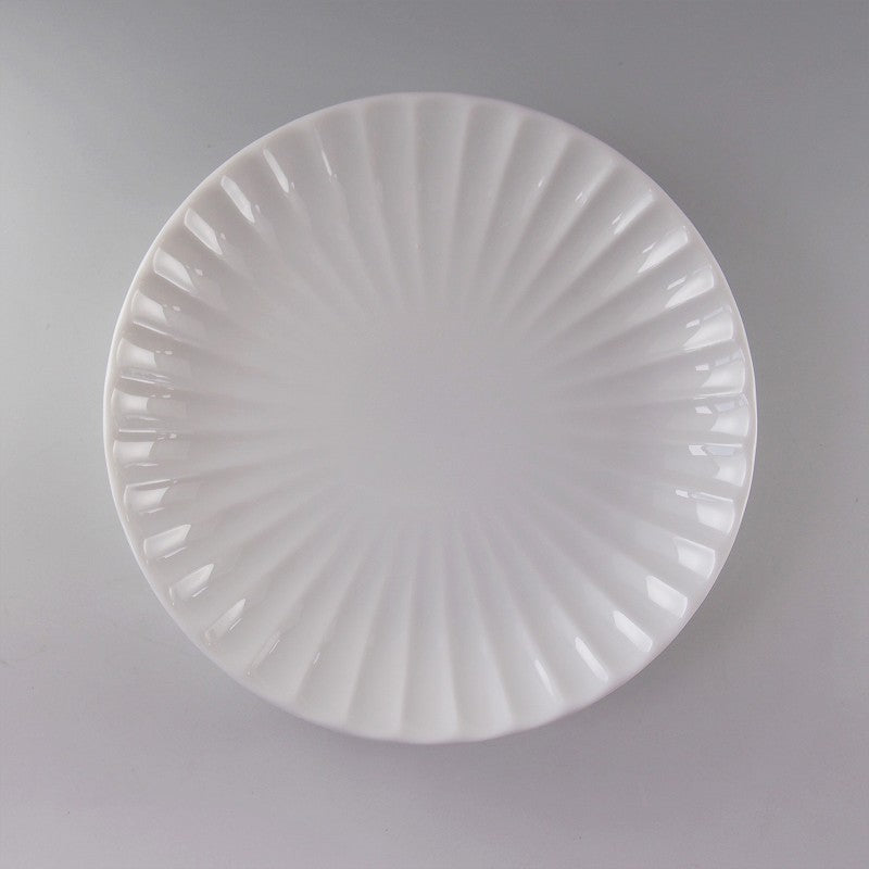かすみ 丸皿 24cm 和食器 菊型  白 青白 さくら