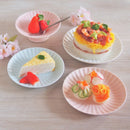 かすみ 丸皿 21cm 和食器 菊型  白 青白 さくら