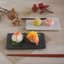 飛白 墨縅 茜縅 平 長角皿 17cm