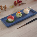 長皿 切立 三品皿 青 銀 ラスター