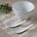 白磁 16.5cm スリムラーメンボウル リゾットスプーン 各2個セット