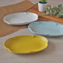 ゆらり20cm楕円深皿 ホワイト ブルー イエロー