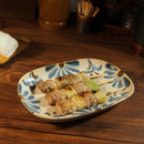 やちむん風 18cm焼物皿 小判皿  6寸 琉球てぃーだ