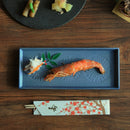 長皿 切立 三品皿 青 銀 ラスター