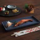 長皿 切立 三品皿 青 銀 ラスター