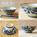 やちむん風 琉球 唐草 6.5寸 そば丼 るり/ヌキ/サビ